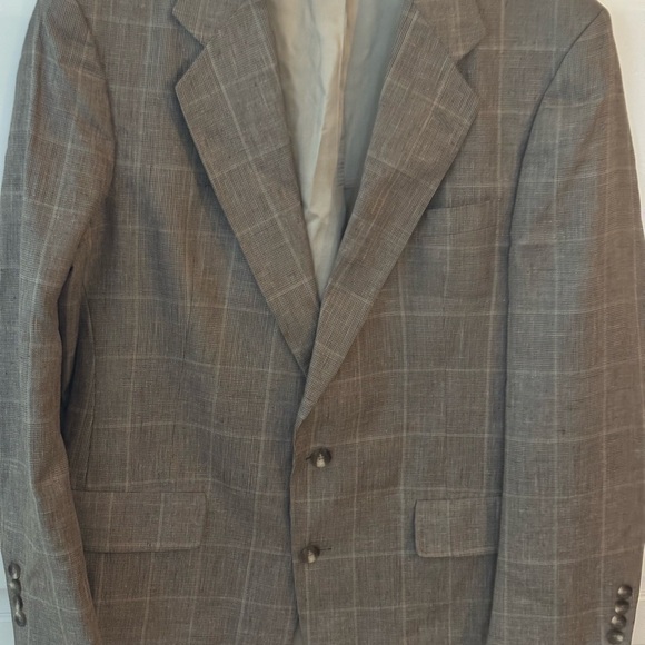 Mens Hart Schaffner Marx 42R Luxe grey black  Plaid Suit Blazer Jacket 100% silk - Picture 1 of 8